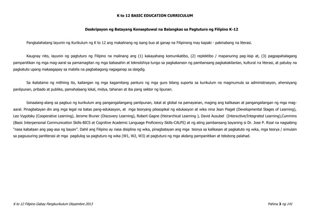 Filipino curriculum guide (k to 12) | PDF