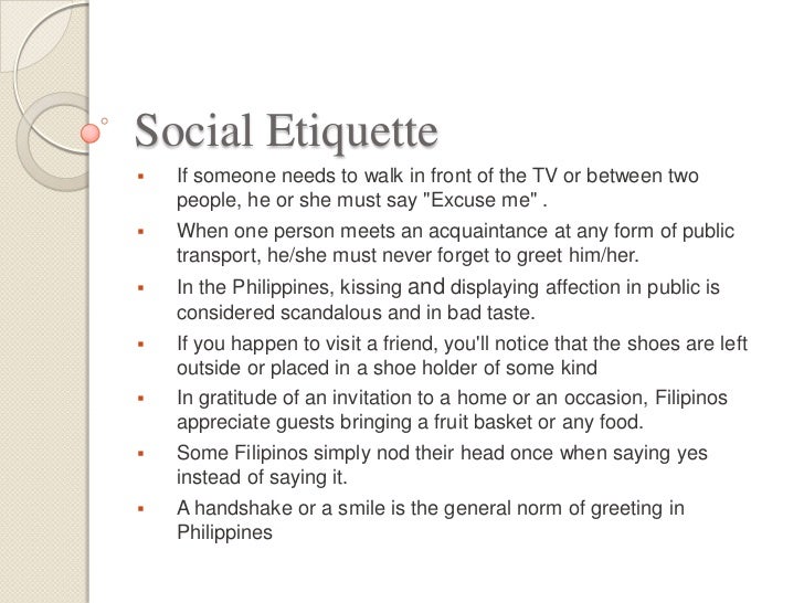 Filipino proper manners and etiquette