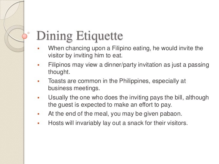Filipino proper manners and etiquette