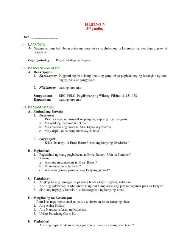 filipino v 3rd grading
