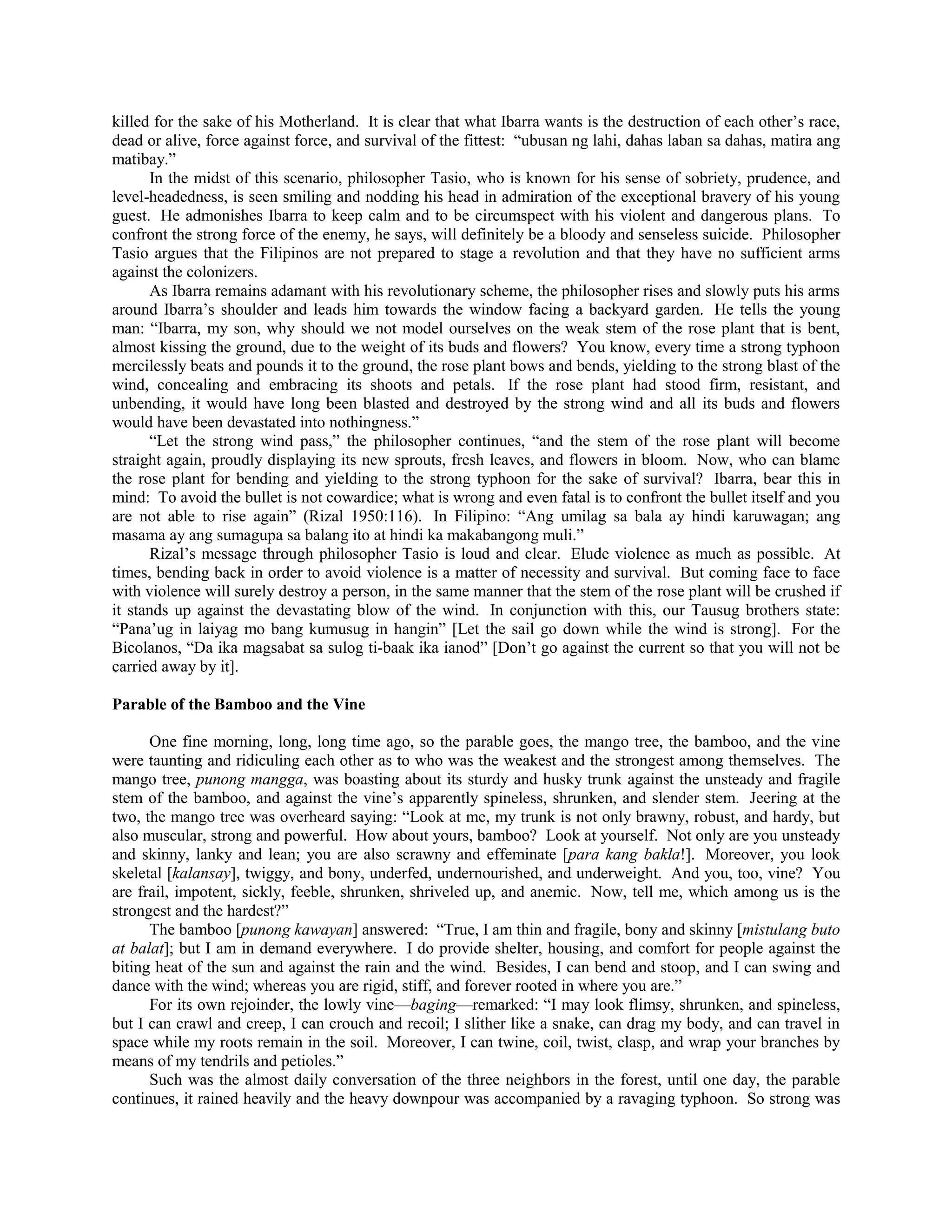 Filipino value of nonviolence