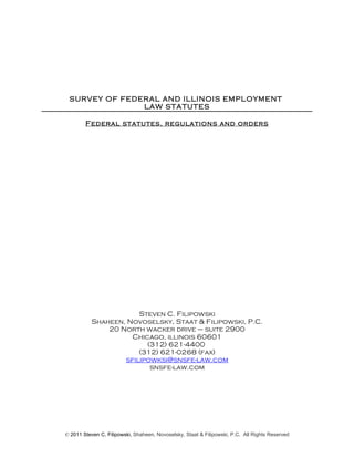 Filipowski    Survey Of Federal And State Employment Laws  2011 Update W Cvr    June 2011