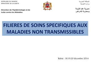 FILIERES DE SOINS SPECIFIQUES AUX
MALADIES NON TRANSMISSIBLES
Rabat : 18,19,20 décembre 2014
 
