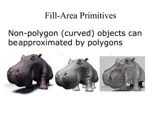 Fill-Area Primitives
Non-polygon (curved) objects can
beapproximated by polygons
 