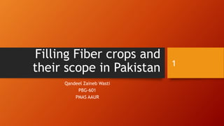 Filling Fiber crops and
their scope in Pakistan
Qandeel Zaineb Wasti
PBG-601
PMAS AAUR
1
 