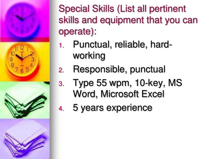 application skills list