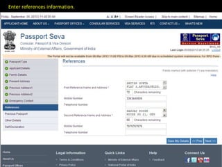 Filling passport application form online