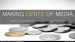 MAKING CENTS OF MEDIA
- HOW TO USE DIFFERENT TYPES OF MEDIA TO YOUR ADVANTAGE -
Image Source: Edited from (CC0) negativespace.co By: Olivia Charlebois
 