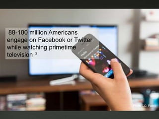 88-100 million Americans
engage on Facebook or Twitter
while watching primetime
television 3
Photo CC: Pablo
 