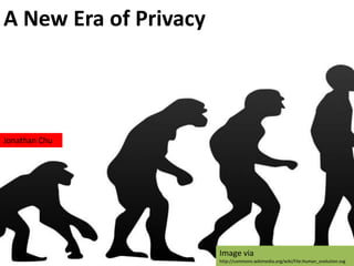 A New Era of Privacy
Jonathan Chu
Image via
http://commons.wikimedia.org/wiki/File:Human_evolution.svg
 