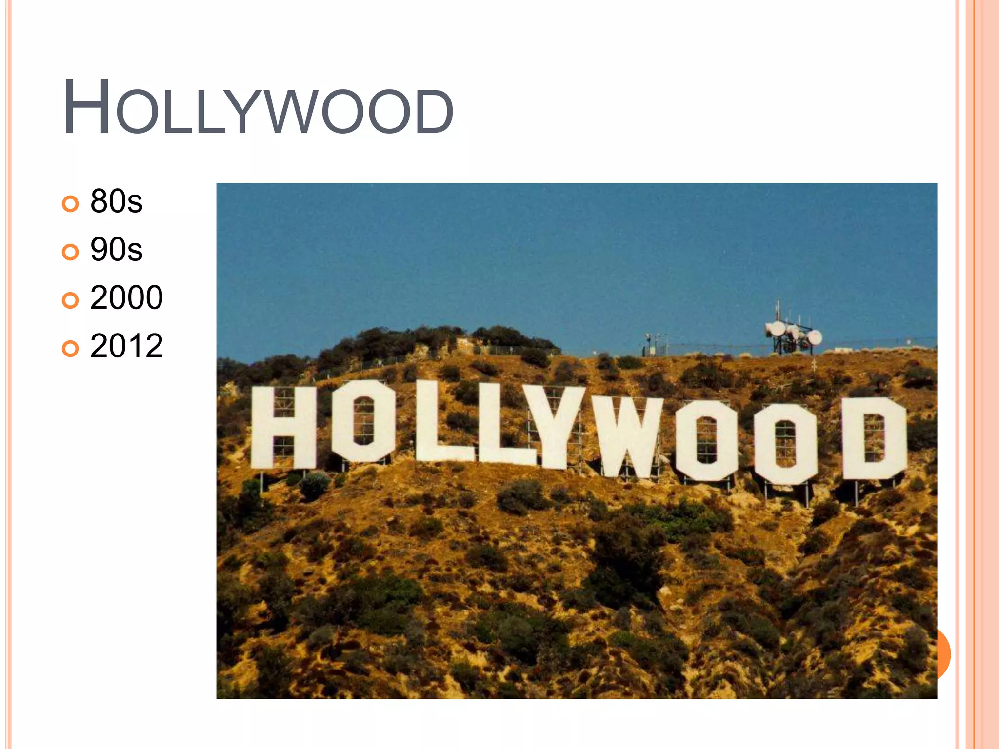 HOLLYWOOD
 80s
 90s

 2000

 2012
 