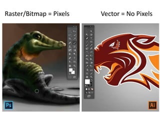 Raster/Bitmap = Pixels Vector = No Pixels
 