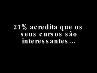 21% acredita que os seus cursos são interessantes… 