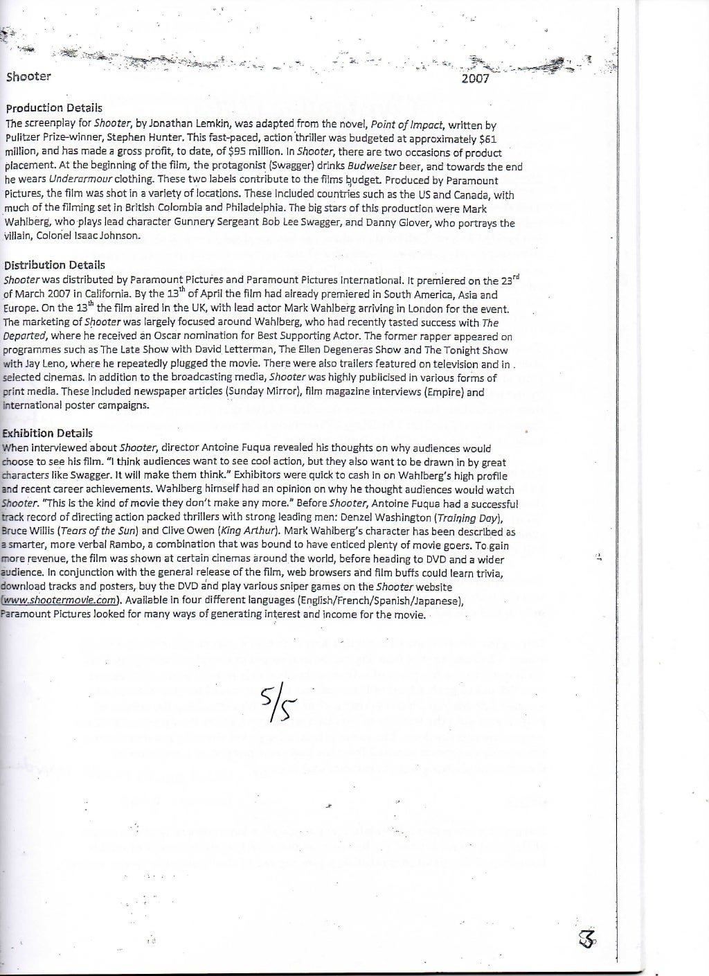 Gcse film studies coursework examples image