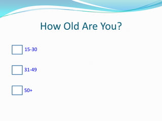 How Old Are You?15-3031-4950+