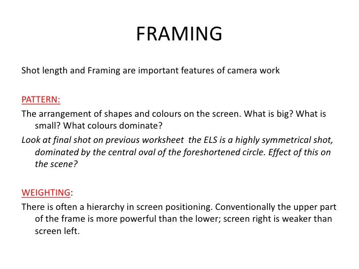 Film language camera work