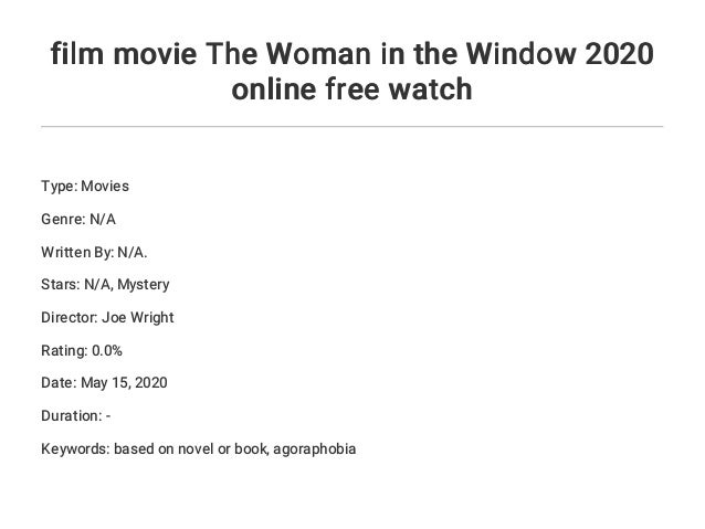 film movie The Woman in the Window 2020 online free watch
