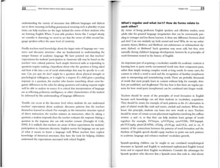 22 What Teachers Need to Know About language
understanding the variety of structures that different languages and dialects
use to show meaning. including grammatical meaning such as plurality or past
tense, can help teachers see the logic behind the errors of their students who
are learning English_ When 2-year-olds produce forms like I s1lJil/ged already,
we consider it charming; we need to see that the errors of older second lan-
guage speakers reflect the same level of creativity_
Finally, teachers need knowledge about the larger units oflanguage use------sel1-
renee and discourse structure-that are fundamental to understanding the
unique features of academic language_ We have pointed out that teachers'
expectations for students' participation in classroom talk may be based on the
teachers' own cultural patterns. Such simple rhetorical tasks as responding to
questions require making a hyporhesis about why the question is being asked
and how it fits into a set of social relationships that may be specific to a cul-
ture. Can YOH ope'l tlie door? might be a question about physical strength or
psychological willingness, or it might be a request_ If a child gives a puzzling
response to a question, the teacher who knows s0I11ethlng about cross-lin-
guistic differences in the rules for asking questions and making requests might
well be able to analyze its source. It is critical that interpretations oflanguage
use as reflecting politeness, intelligence, or other characteristics of the student
be informed by this understanding oflanguage differences_
Trouble can occur at the discourse level when students do not understand
teachers' expectations about academic discourse patterns that the teachers
themselves learned in school. For example, in the interactive structure typical
of direct instruction, the teacher initiates an interaction, often by asking a
question; a student responds; then the teacher evaluates the response. Asking a
question in the response slot can risk teacher censure (Zueng1er & Cole,
2000)_ It is unlikely that teachers are aware of their expectations for students'
participation in classroom discourse. Implicit norms for language use are part
of what it means to know a language well_ When teachers have explicit
knowledge of rhetorical structures, they have the tools for helping children
understand the expectations associated with school English_
Chapter One
What's regular and what Isn't? How do forms relate to
each other?
23
By virtue of being proficient English speakers and effortless readers, mosr
adults take for granted language irregularities that can be enormously puz-
zling to younger and less fluent learners_ Is there any diiference between dived
and dove? Can one similarly say both weaved and wove? Why do we say embar-
rassment, shyness, likeliness, and likelihood, not emharrassness or emharrasshood, shy-
menl, shyhood, or likeliment? Such questions may seem odd, but they arise
naturally during children's language development_ Answers lie in principles of
word formation rooted in the history ofEnglish_
An inlportant part of acquiring a vocabulary suitable for academic contexts is
learning how to parse newly encountered words into their component parts,
rather than simply treating complex words as long words_ In many cases, the
context in which a word is used and the recognition of familiar morphemes
assist in interpreting and remembering words_ There are probably thousands
of words that most people learn in context without help, for example, dish/-
herit, pre-established, and decaJfeillated. The key here is that there are regular pat-
terns for how word parts (morphemes) can be combined into longer words_
Teachers should be aware of the principles of word formation in English
because such knowledge can aid their students in vocabulary acquisition.
They should be aware, for example, of such patterns as the dis alternation in
pairs of related words like evade and evasive, collell/de and cO/ldl/sive_ When they
know trus principle, students can learn tvo new words at once. Teachers
should be aware ofcertain accent-placement regularities involving the suffixes
written -y and -ic, so that they can help students learn groups of words
together: for example, SYNollym, syNONymy, sYlloNYMic; PHOtograph,
phoTOGraphy, photoGRAPHic; ANalog, aNALogy, "'/aLOGic, and so on_ A
mastery of the connections between the patterns of word formation and the
rhythms of English speech should equip teachers to point out such patterns
in academic language and enhance students' vocabulary growth_
Spanish-speaking children can be taught to use correlated morphological
structures in Spanish and English to understand sophisticated English lexical
items and to expand their English vocabularies_ Consider the advantages for
Spanish speakers who discover that a Spanish noun that ends in -idad almost
 