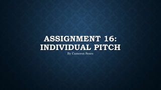ASSIGNMENT 16:
INDIVIDUAL PITCH
By Cameron Sears
 