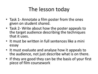Font styleUsing this, lets add to how these techniques create meaning for the audience Use of photo to reflect genre Tag line Certification Credit block Reference to producer using Shaun of the dead to draw in existing fans Links to official website and face book page 