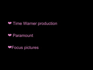Studios where production took place Time Warner production  vestron pictures   Paramount  Touchstone pictures   Focus pictures  
