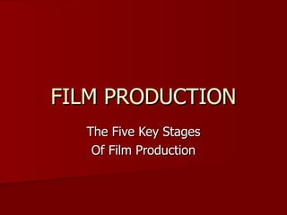 FILM PRODUCTION The Five Key Stages Of Film Production 