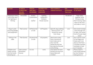 Films About Risk Controls Film production risks | DOCX