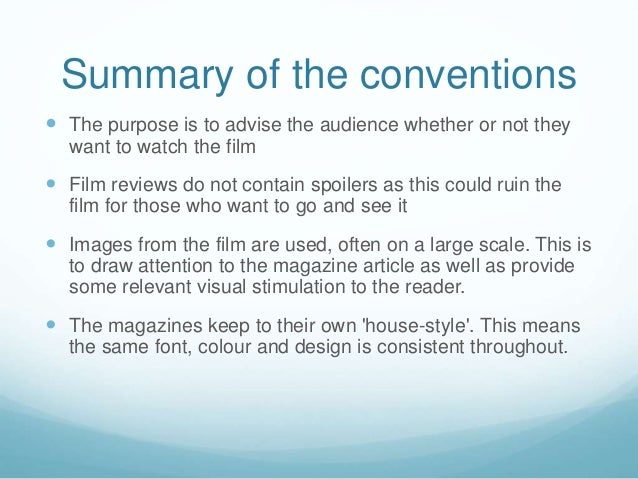 movie review conventions