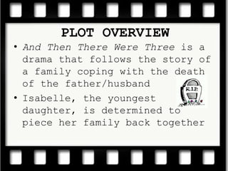 PLOT OVERVIEWAnd Then There Were Three is a drama that follows the story of a family coping with the death of the father/husband