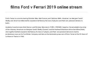 films Ford v Ferrari 2019 online stream