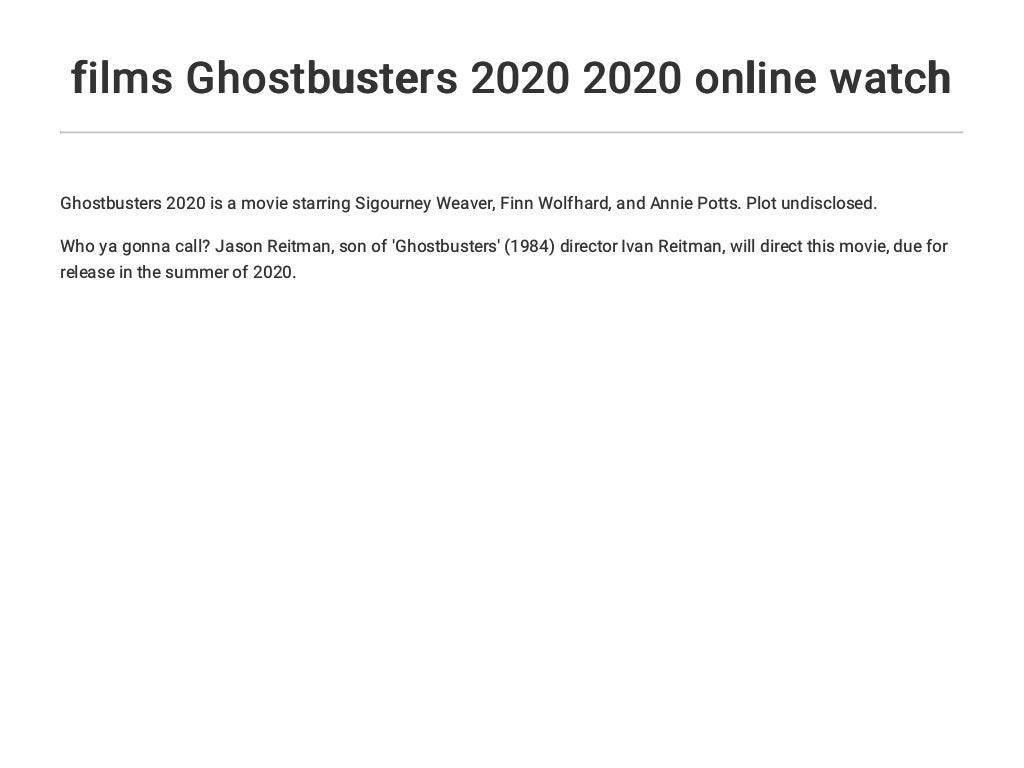 films Ghostbusters 2020 2020 online watch