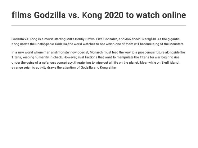 Films Godzilla Vs Kong 2020 To Watch Online