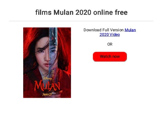 Films Mulan 2020 Online Free