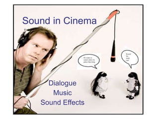 Sound in Cinema Dialogue Music Sound Effects He wants to watch where he pokes that thing Knock his teeth out! 