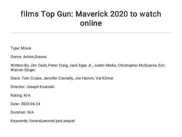 Films Top Gun Maverick 2020 To Watch Online