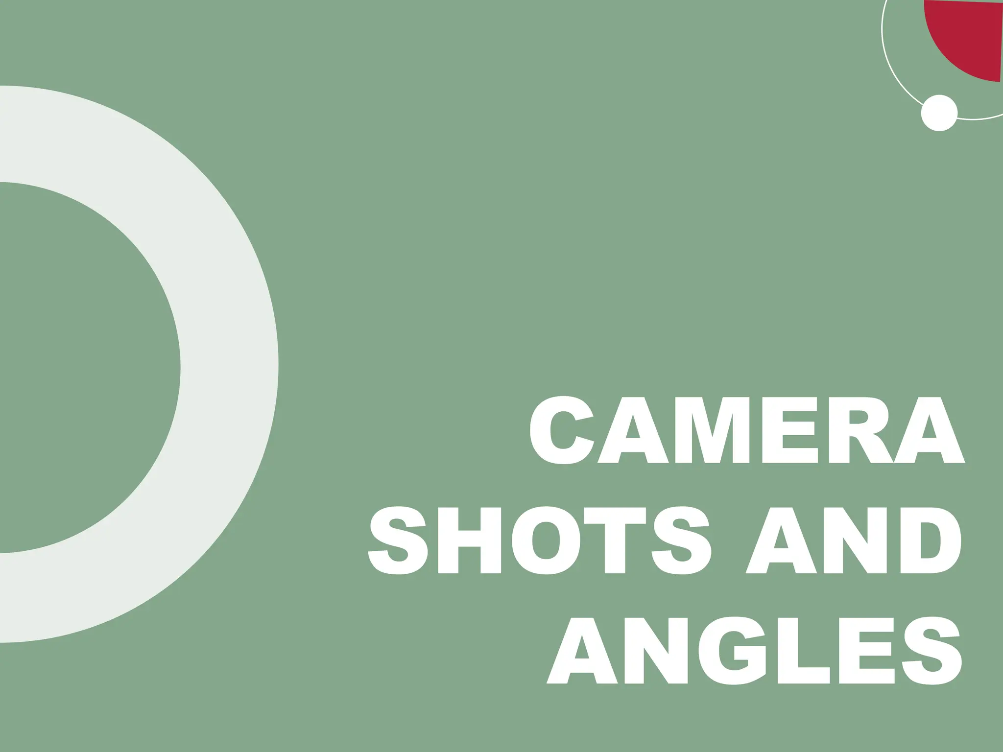 CAMERA
SHOTS AND
ANGLES
 