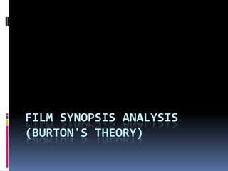FILM SYNOPSIS ANALYSIS
(BURTON'S THEORY)

 