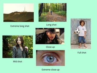 Extreme long shot
Long shot
Full shot
Mid shot
Close-up
Extreme close-up
 