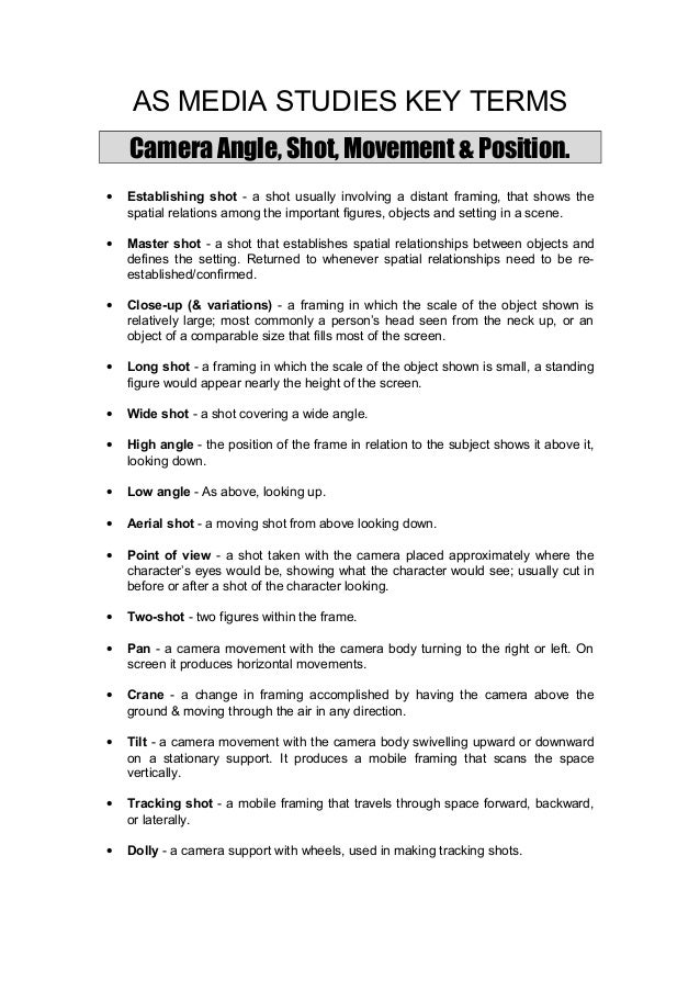 film terms glossary