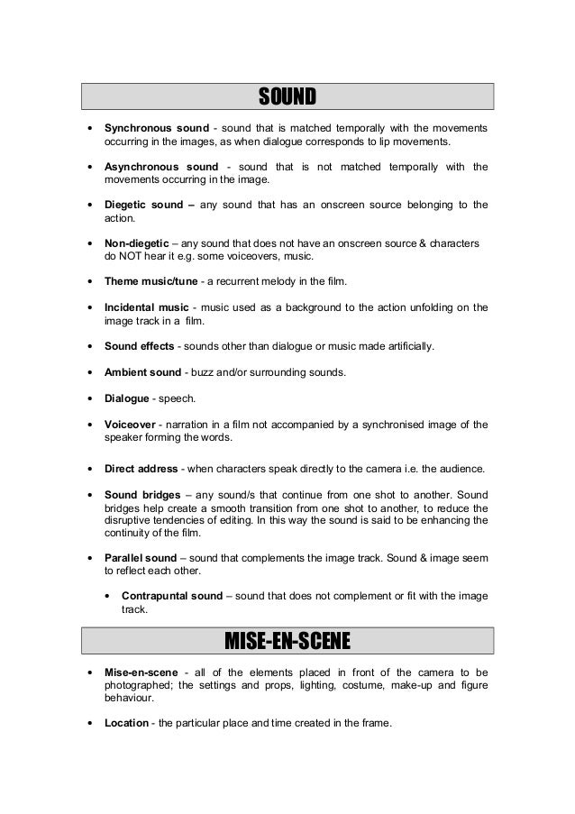 film terms glossary