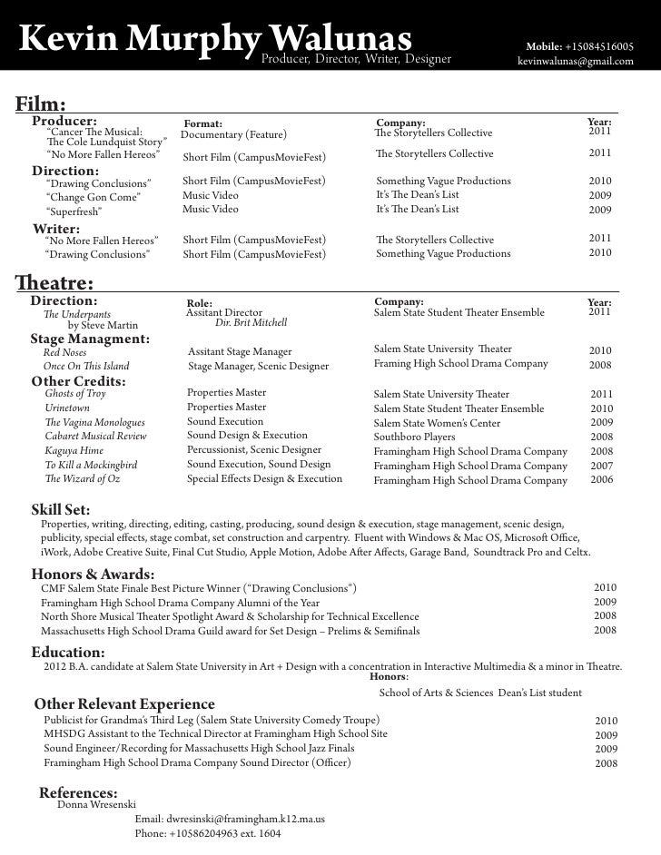 film amp theatre resume of kevin murphy walunas 1 728