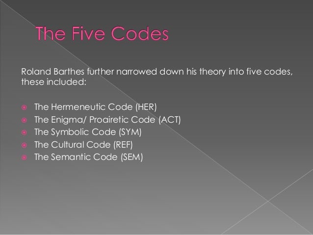 roland barthes and the hermeneutic code Developed by roland barthes in his 1970 essay s/z by attempting to emulate the the hermeneutic code, or voice of truth, is primarily responsible for. roland barthes and the hermeneutic code Developed by roland barthes in his 1970 essay s/z by attempting to emulate the the hermeneutic code, or voice of truth, is primarily responsible for.