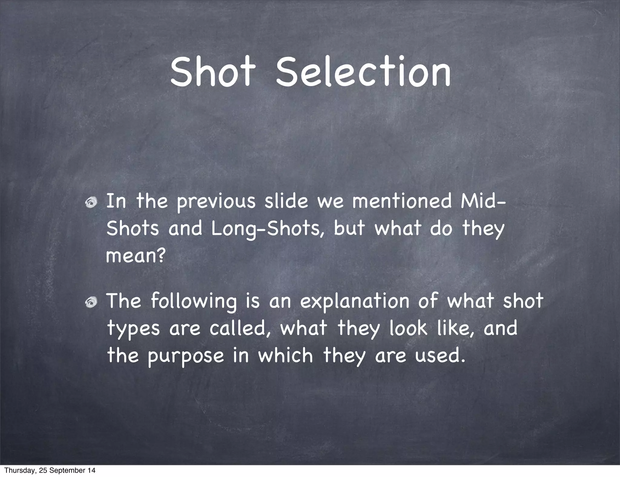 Selective Shot Example Film Theory - Shot Selection, Storyboard, and Montage | PDF