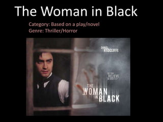 The Woman in Black
  Category: Based on a play/novel
  Genre: Thriller/Horror
 