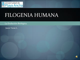La Evolución Biológica. FILOGENIA HUMANA Jason Varas L.  