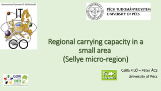 Regional carrying capacity in a
small area
(Sellye micro-region)
Csilla FILÓ – Péter ÁCS
University of Pécs
 