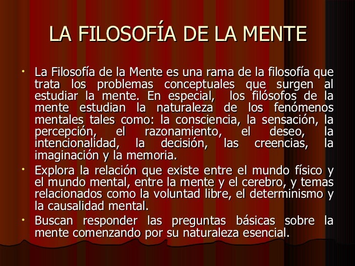 FilosofíA De La Mente FilosofíA De La Mente
