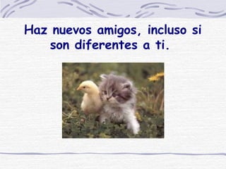 Haz nuevos amigos, incluso si son diferentes a ti.  
