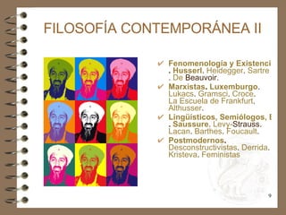 FILOSOFÍA CONTEMPORÁNEA II <ul><li>Fenomenología y Existencialismo .  Husserl .  Heidegger .  Sartre .  De  Beauvoir .  </...