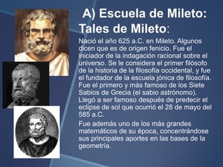 Escuela de Mileto:
 